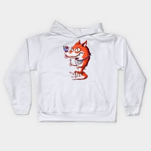 Fox getting ready for meal with bird Kids Hoodie